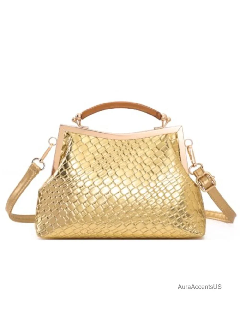 Faux Leather Clutch Crossbody with Top Handle for Wedding Party